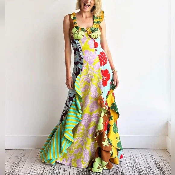 Alemais Poppy Spliced Midi Dress US 6 - Picture 6 of 9